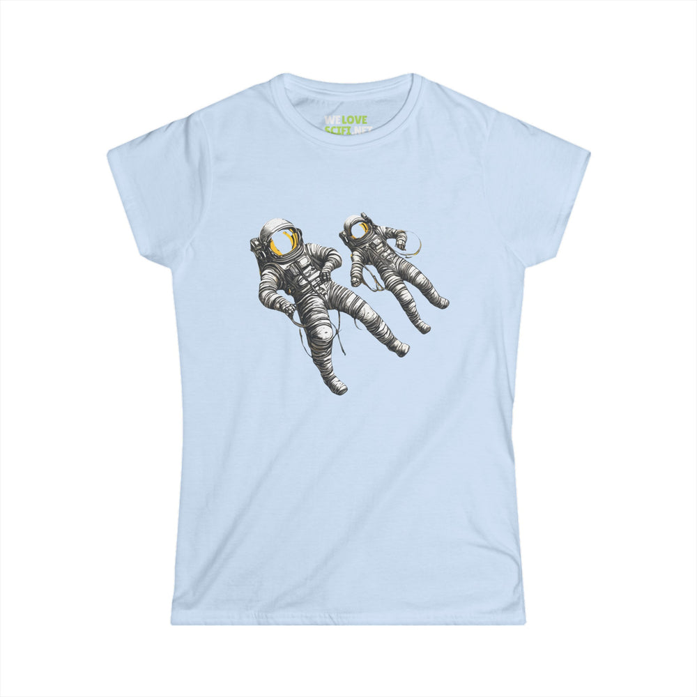 Astronauts Floating SciFi Woman's Tee-welovescifi.net