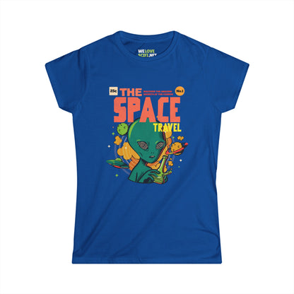 Retro Sci-Fi T-Shirt: Space Travel Comic Alien Women's Tee