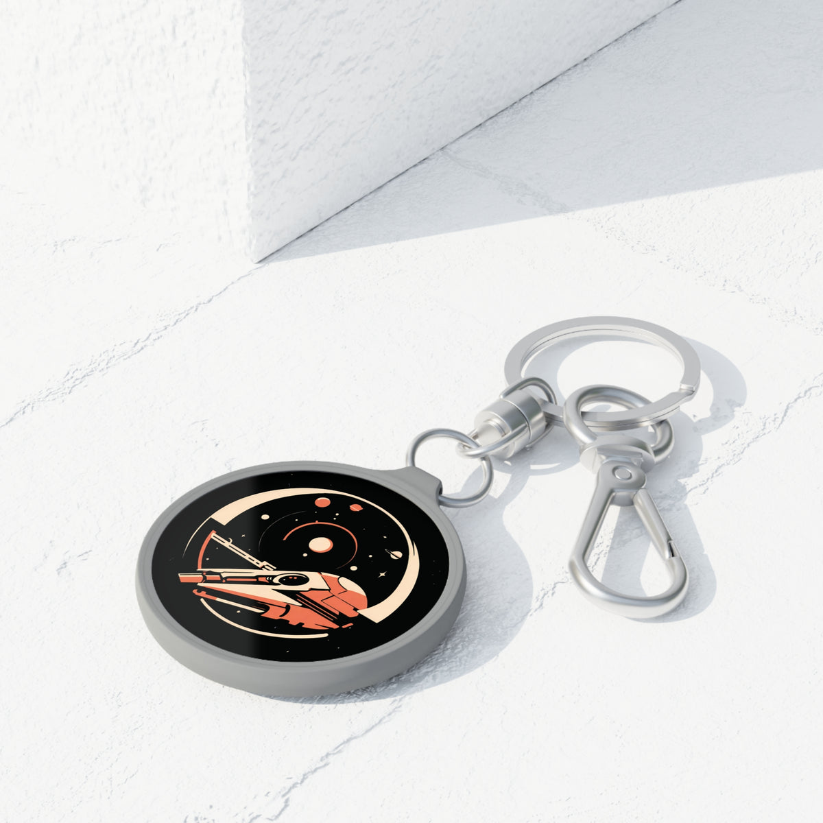 Retro Spaceship Keyring Tag-welovescifi.net