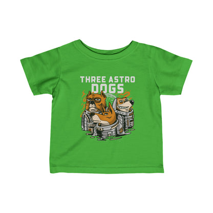 Three Astro Dogs Funny Astronaut Infant Fine Jersey Tee-welovescifi.net