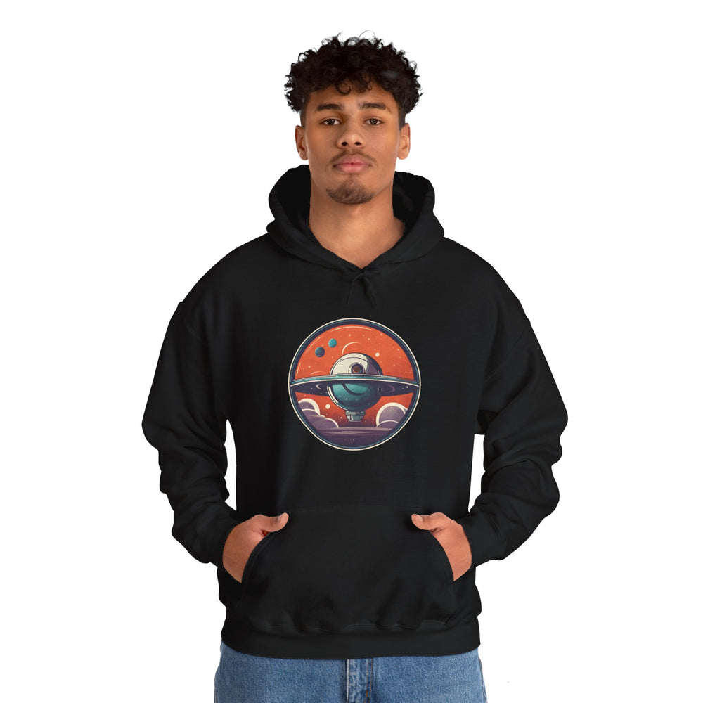 Here to Stay Space Art Hoodie – Sci-Fi Style Apparel