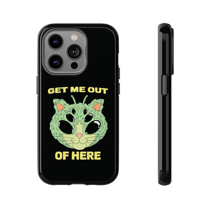 Out Of Here Funny UFO Cat Sci-Fi Tough iPhone Mobile Cases