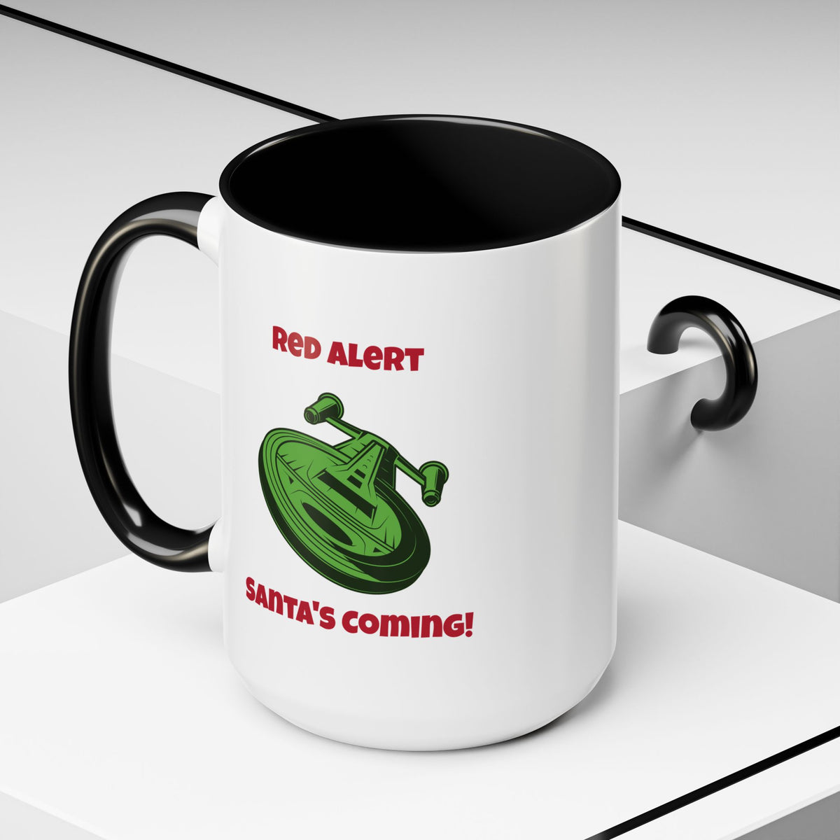 Red Alert Funny SciFi Christmas Accent Mug-welovescifi.net