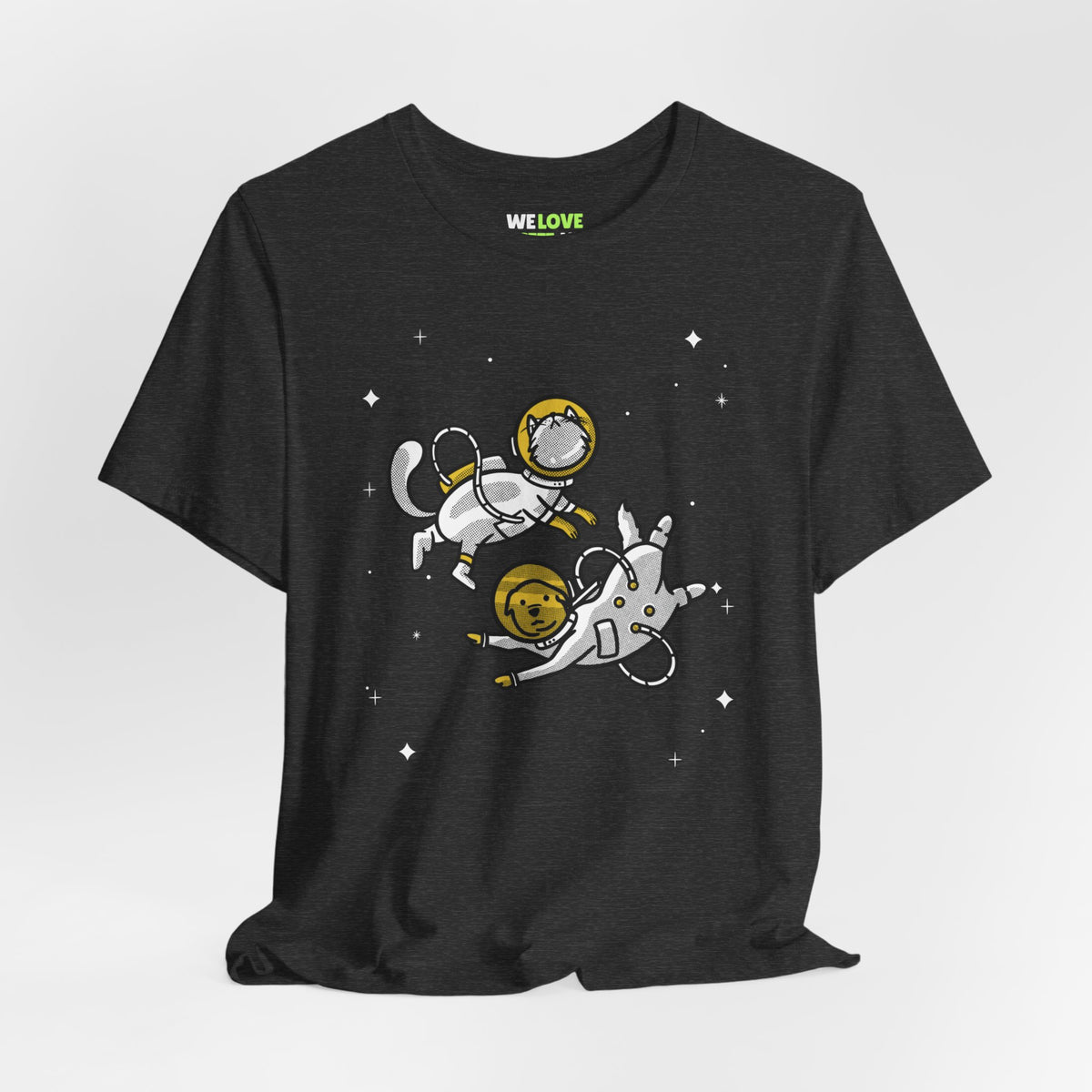 Space Buddies T-Shirt Funny Dog & Cat Astronaut Sci-Fi Tee