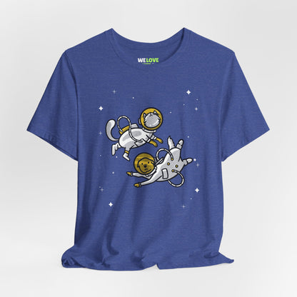 Space Buddies T-Shirt Funny Dog & Cat Astronaut Sci-Fi Tee