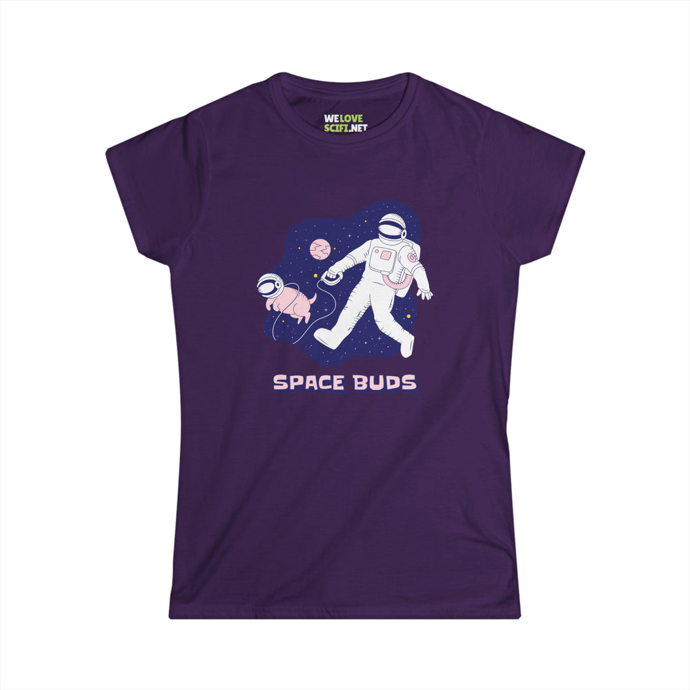 Space Buds Tee - Funny Dog & Astronaut Women's Shirt