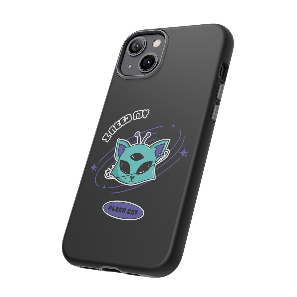 Alien Cat iPhone Case | Funny UFO Sci-Fi Tough Mobile Cover