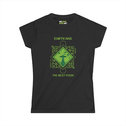 Earth Has The Best Pizza Funny UFO Woman's Tee-welovescifi.n