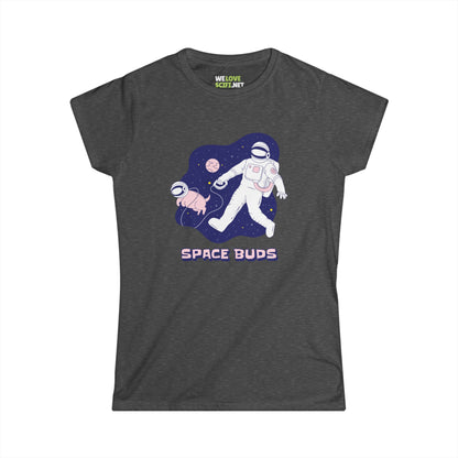 Space Buds Tee - Funny Dog & Astronaut Women's Shirt