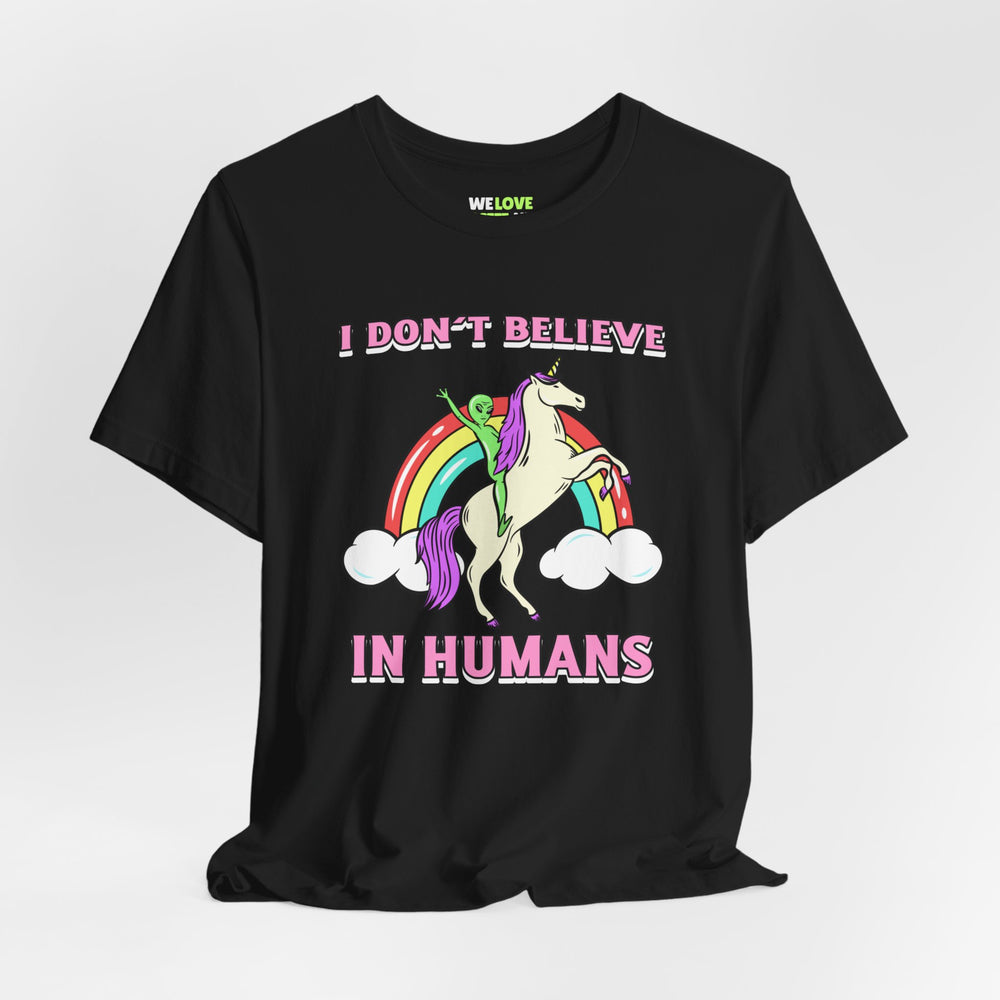 Humans Unicorn UFO Sci-Fi T-Shirt - Sci-Fi T-Shirt