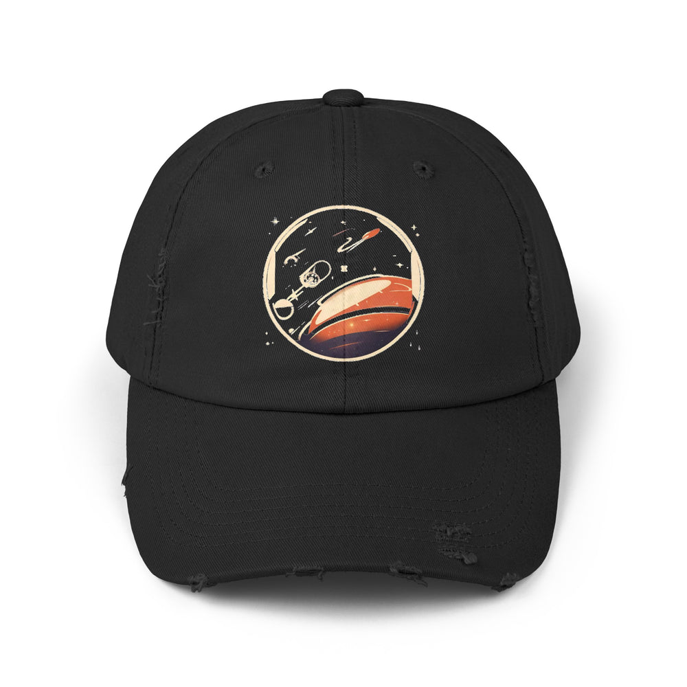 station cap-Space Station No18 Unisex Retro Distressed Cap