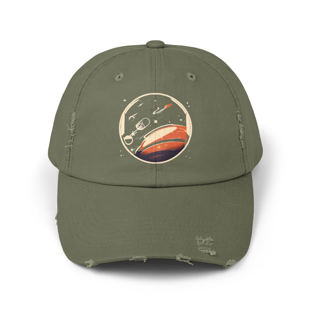 station cap-Space Station No18 Unisex Retro Distressed Cap