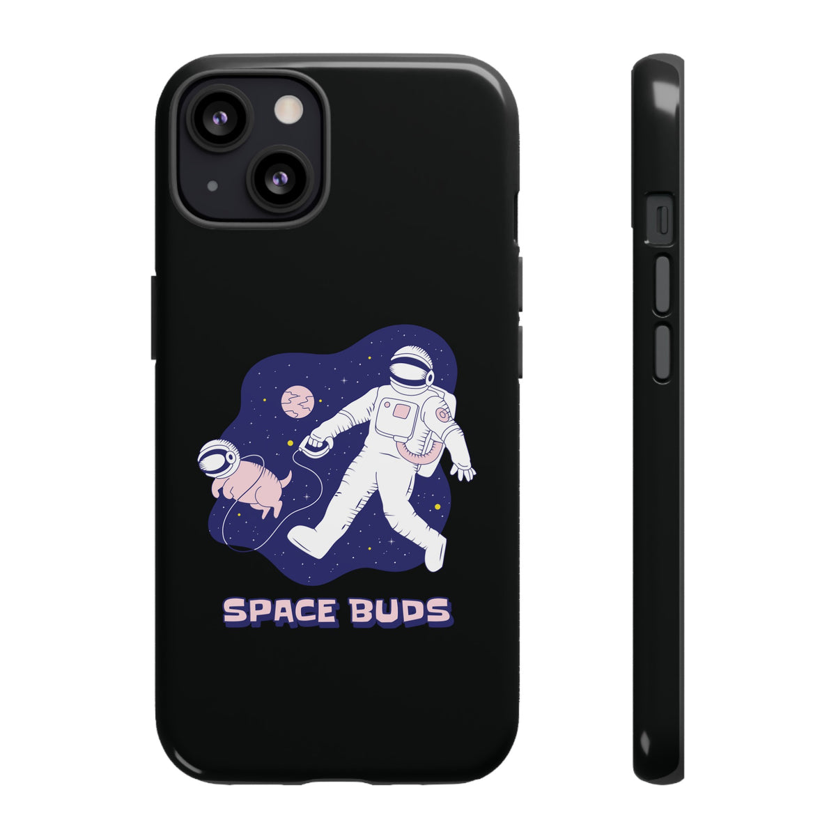 Space Buds iPhone Cases Fun Sci-Fi Astronaut & Dog Covers