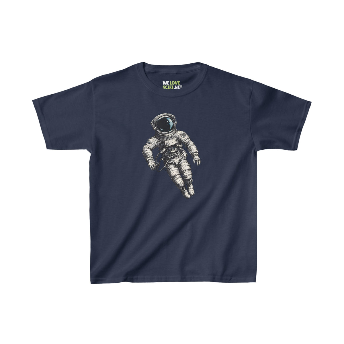 Floating Astronaut SpaceArt Kids Heavy Cotton Tee-weloves