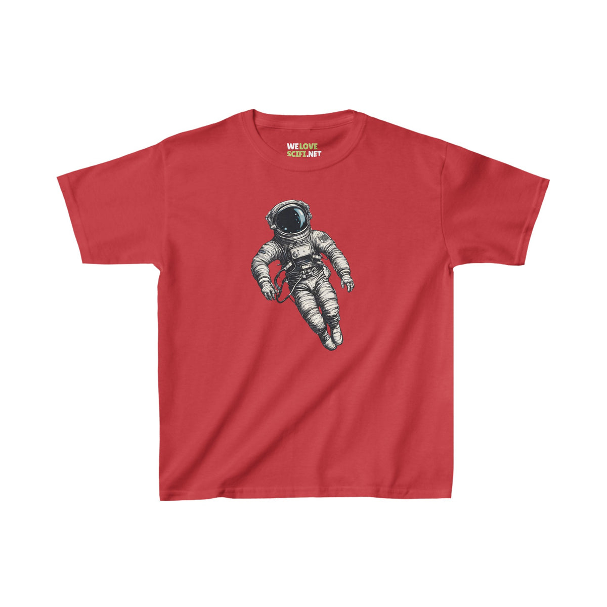 Floating Astronaut SpaceArt Kids Heavy Cotton Tee-weloves