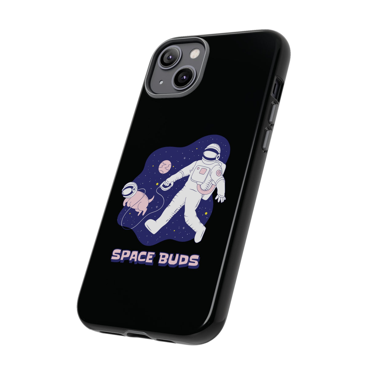 Space Buds iPhone Cases Fun Sci-Fi Astronaut & Dog Covers