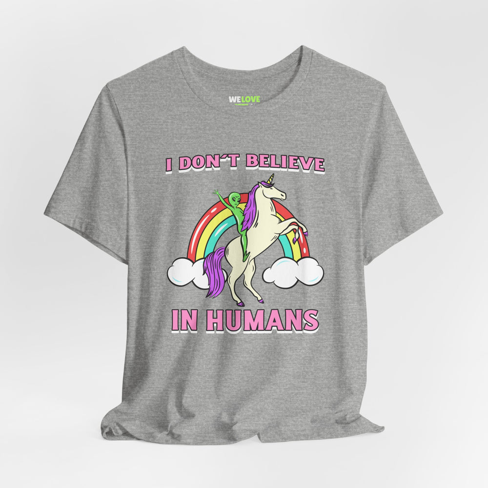 Humans Unicorn UFO Sci-Fi T-Shirt - Sci-Fi T-Shirt