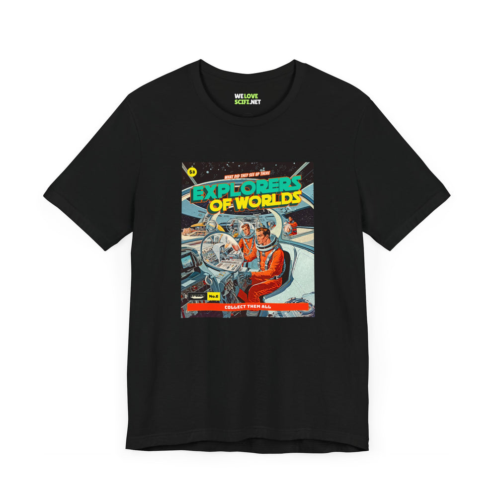 Explorers Of Worlds Retro Sci-Fi T-Shirt-welovescifi.net