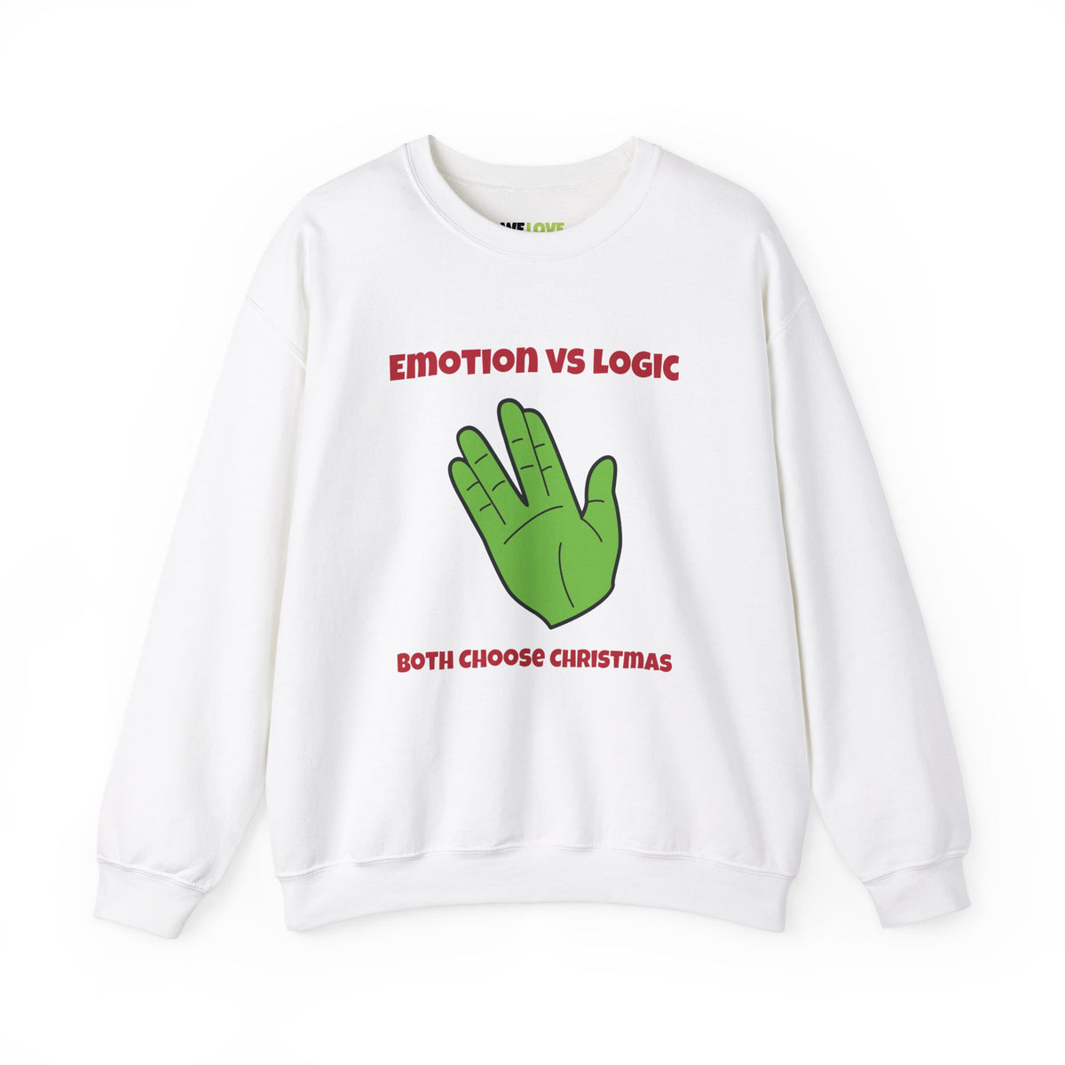 Emotion vs Logic Funny Spock Christmas Crewneck Sweatshirt-welovescifi.net