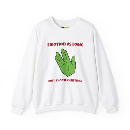 Emotion vs Logic Funny Spock Christmas Crewneck Sweatshirt-welovescifi.net