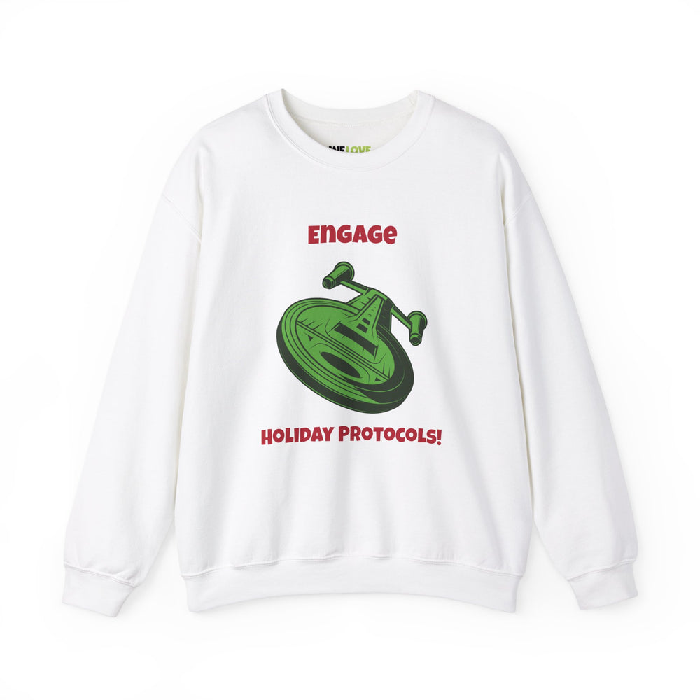 Holiday Protocols Funny SciFi Christmas Crewneck Sweatshirt-welovescifi.net