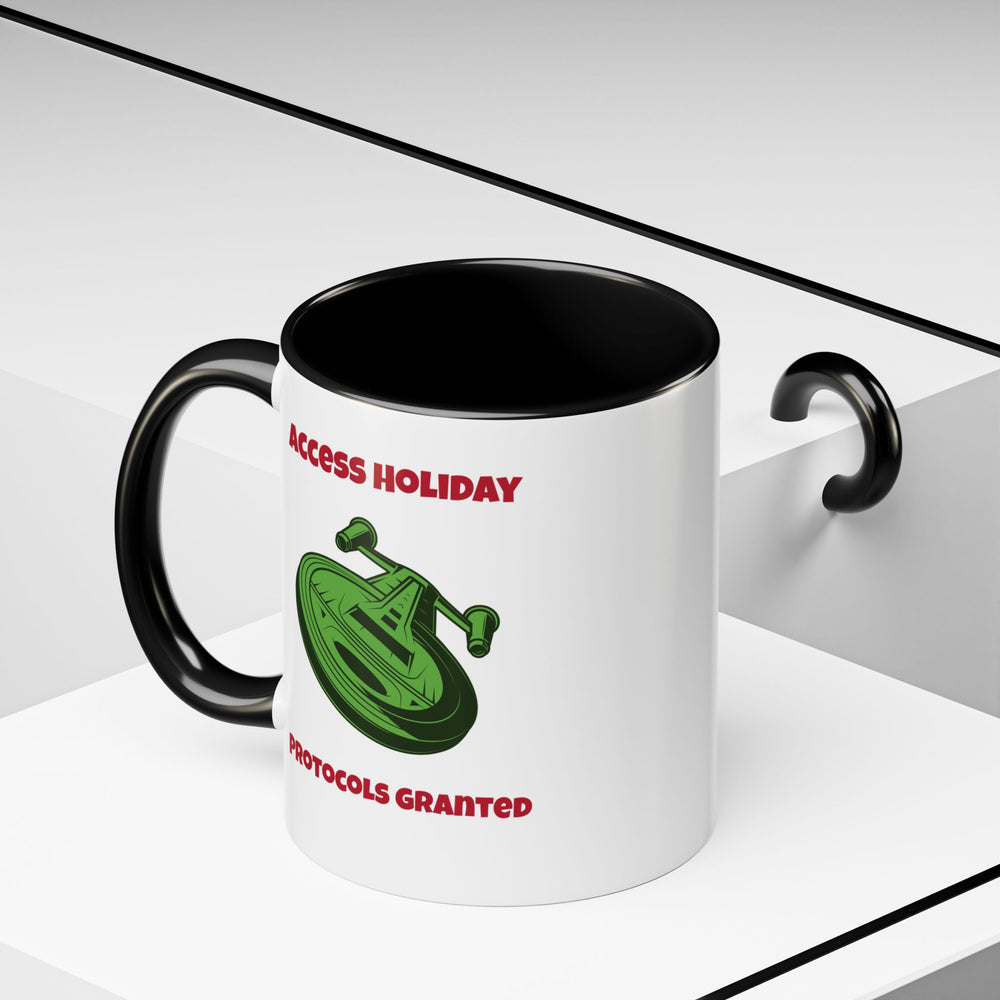 Access Holiday Protocols Funny SciFi Christmas Accent Mug-welovescifi.net