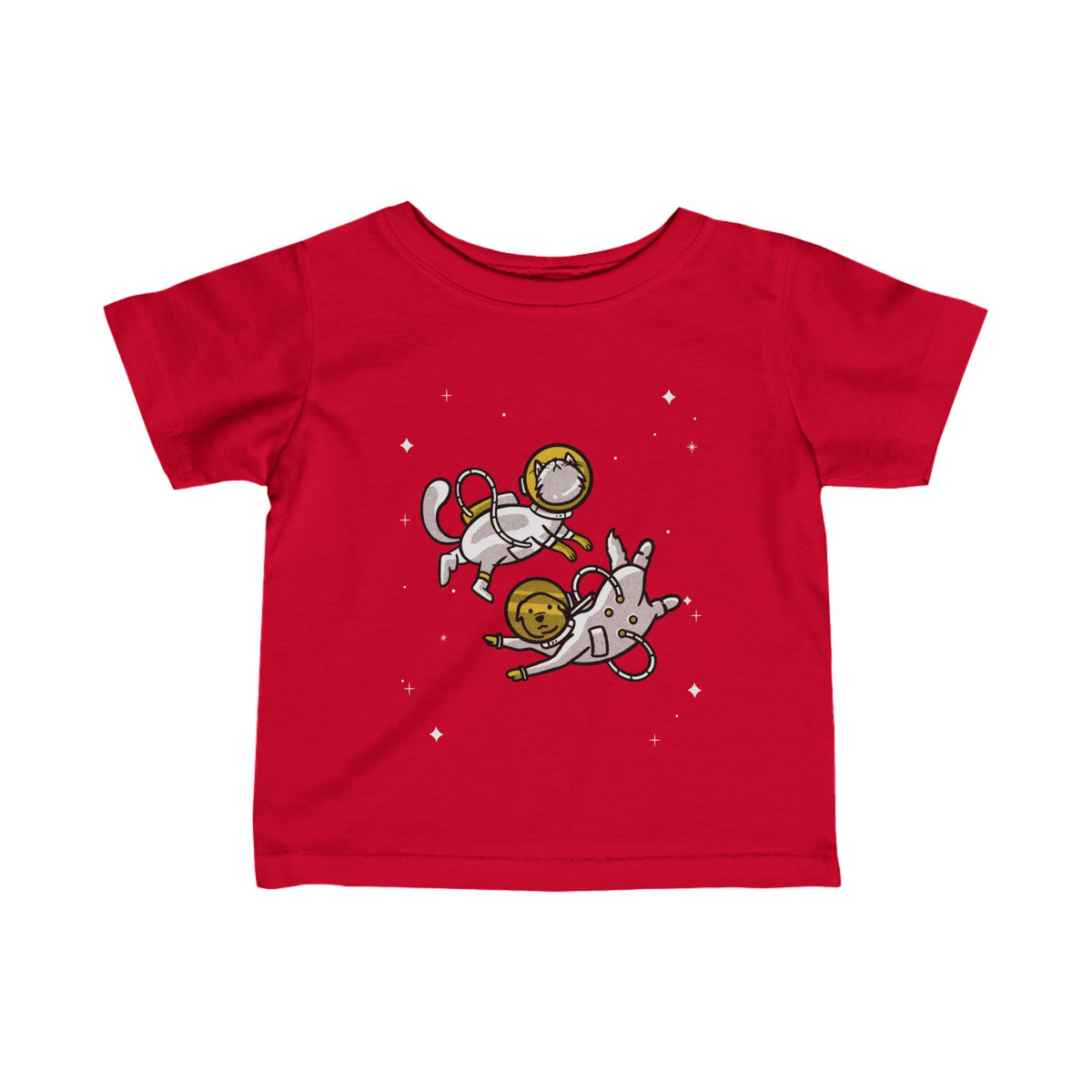 Cat And Dog Astro Friends Funny Astronaut Infant Fine Jersey