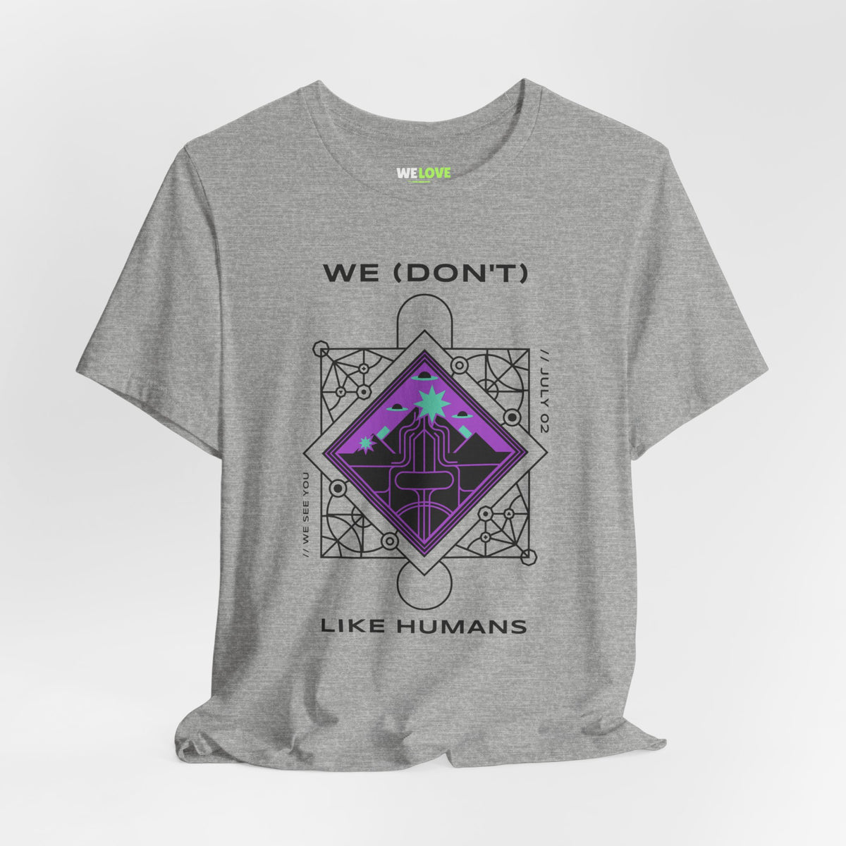 We (Don't) Like Humans UFO Sci-Fi T-Shirt-welovescifi.net