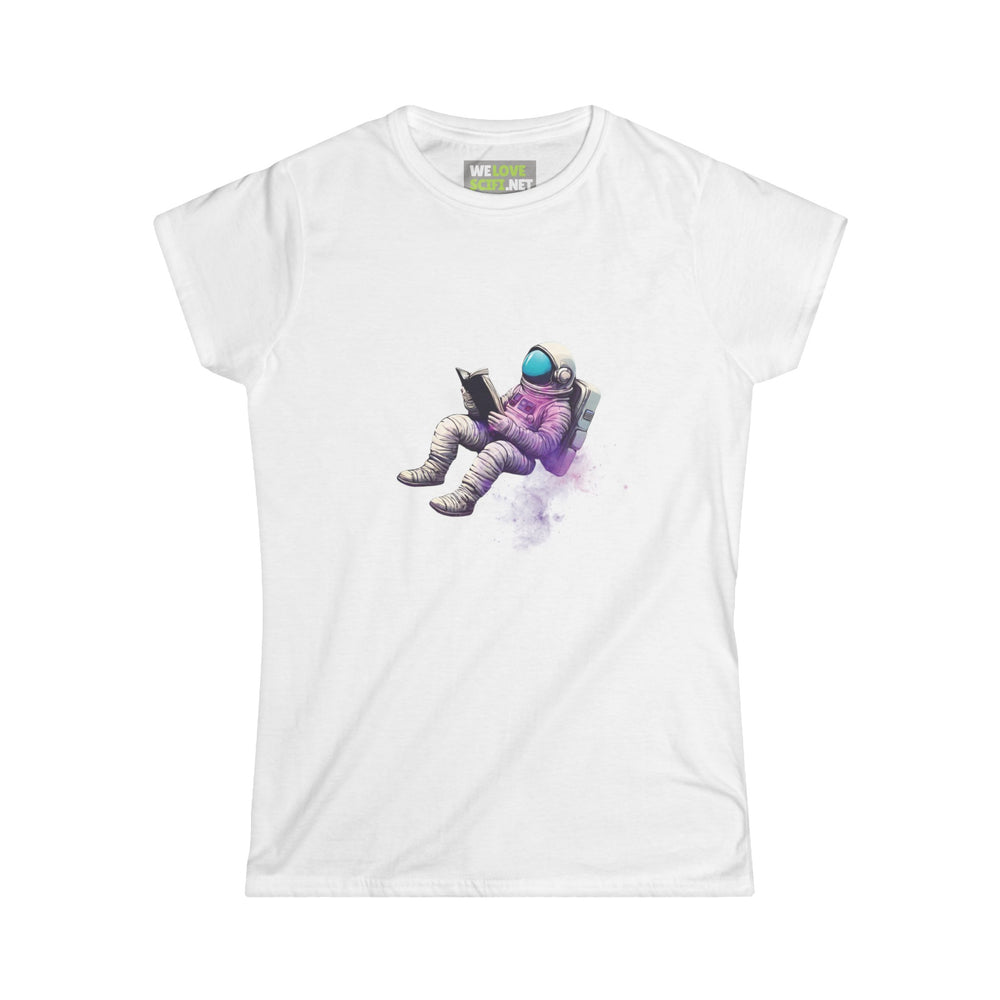 art tee-The Book Was Better Space Art Astronaut Woman's Tee