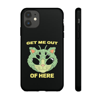 Out Of Here Funny UFO Cat Sci-Fi Tough iPhone Mobile Cases