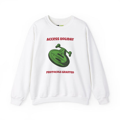 Access Holiday Protocols Funny SciFi Christmas Crewneck Sweatshirt-welovescifi.net