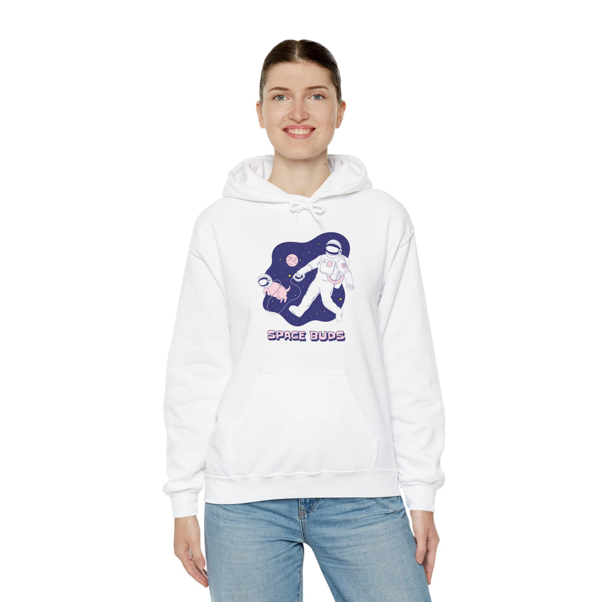 Space Buds Hoodie Funny Astronaut and Dog Sci-Fi Hoodie