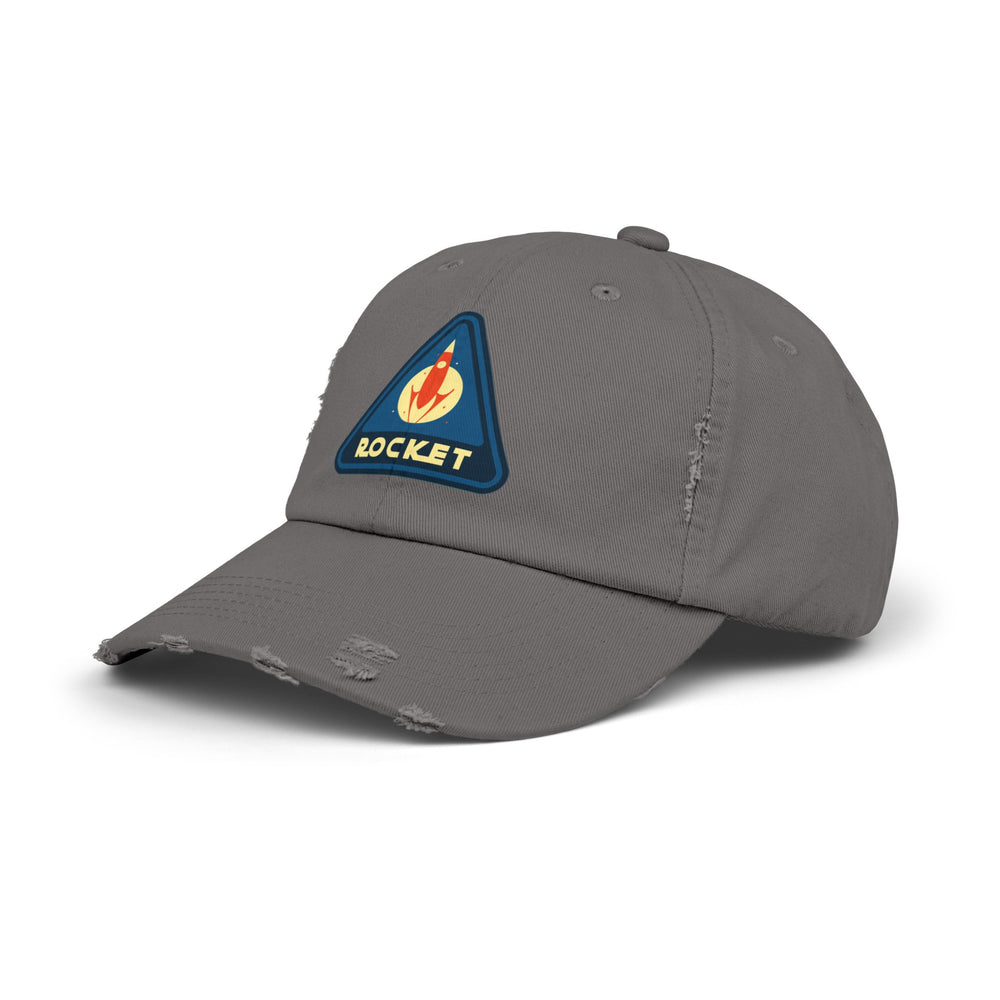 Shop Rocket Sign Distressed Cap | Unique Sci-Fi Hat 