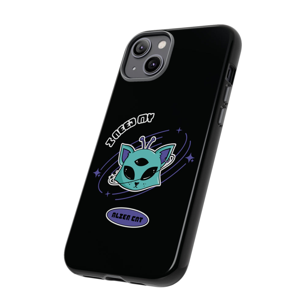 Alien Cat iPhone Case | Funny UFO Sci-Fi Tough Mobile Cover