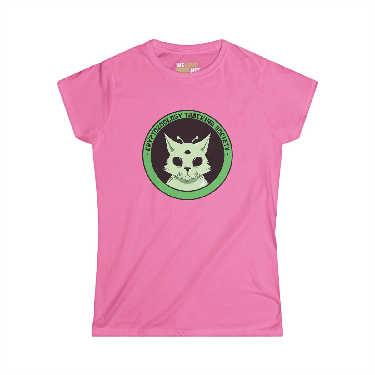 Cryptozoology Tracking Society Funny Cat Alien Woman's Tee