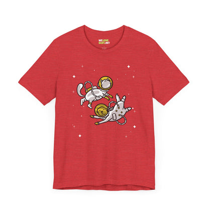 Space Buddies T-Shirt Funny Dog & Cat Astronaut Sci-Fi Tee