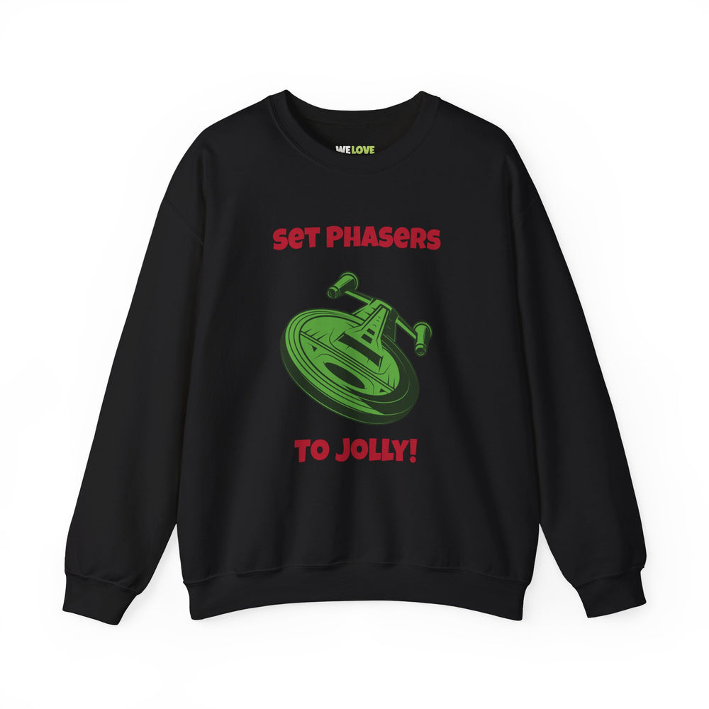 Jolly Phasers Funny SciFi Christmas Crewneck Sweatshirt-welovescifi.net