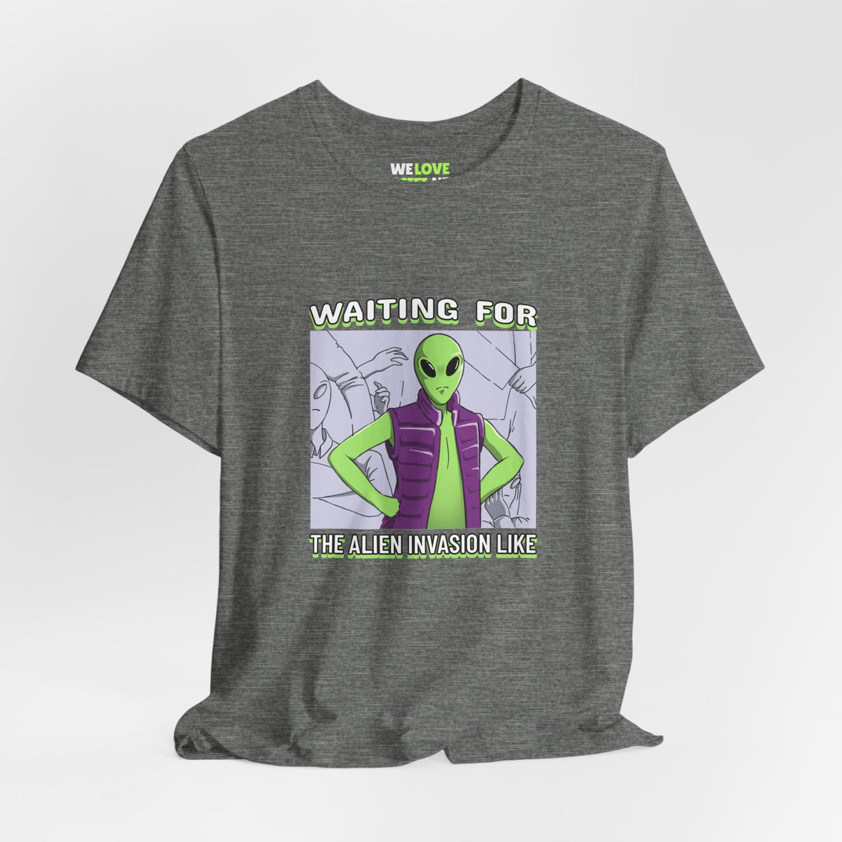 Waiting for UFOs Funny Sci-Fi T-Shirt-welovescifi.net