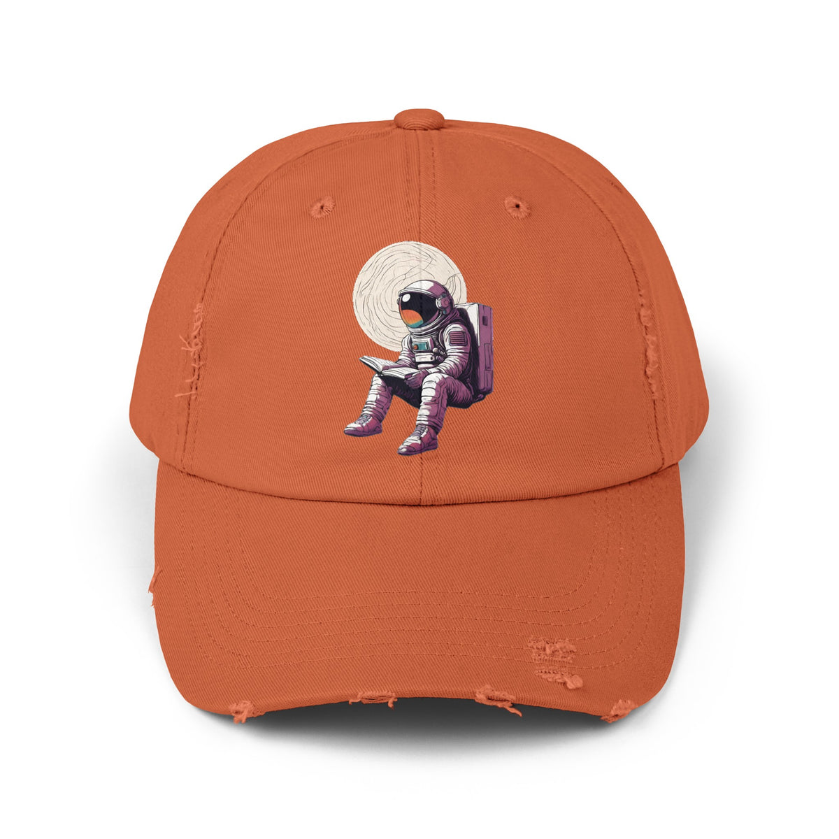 Space Art Cap Read That Book Astronaut Distressed Unisex Cap