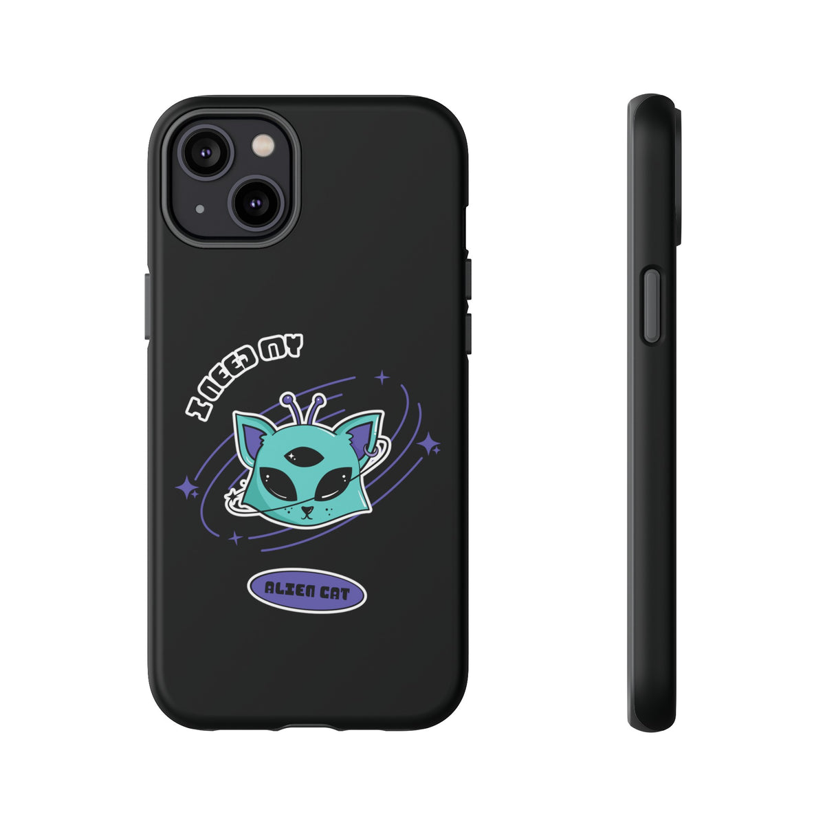 Alien Cat iPhone Case | Funny UFO Sci-Fi Tough Mobile Cover