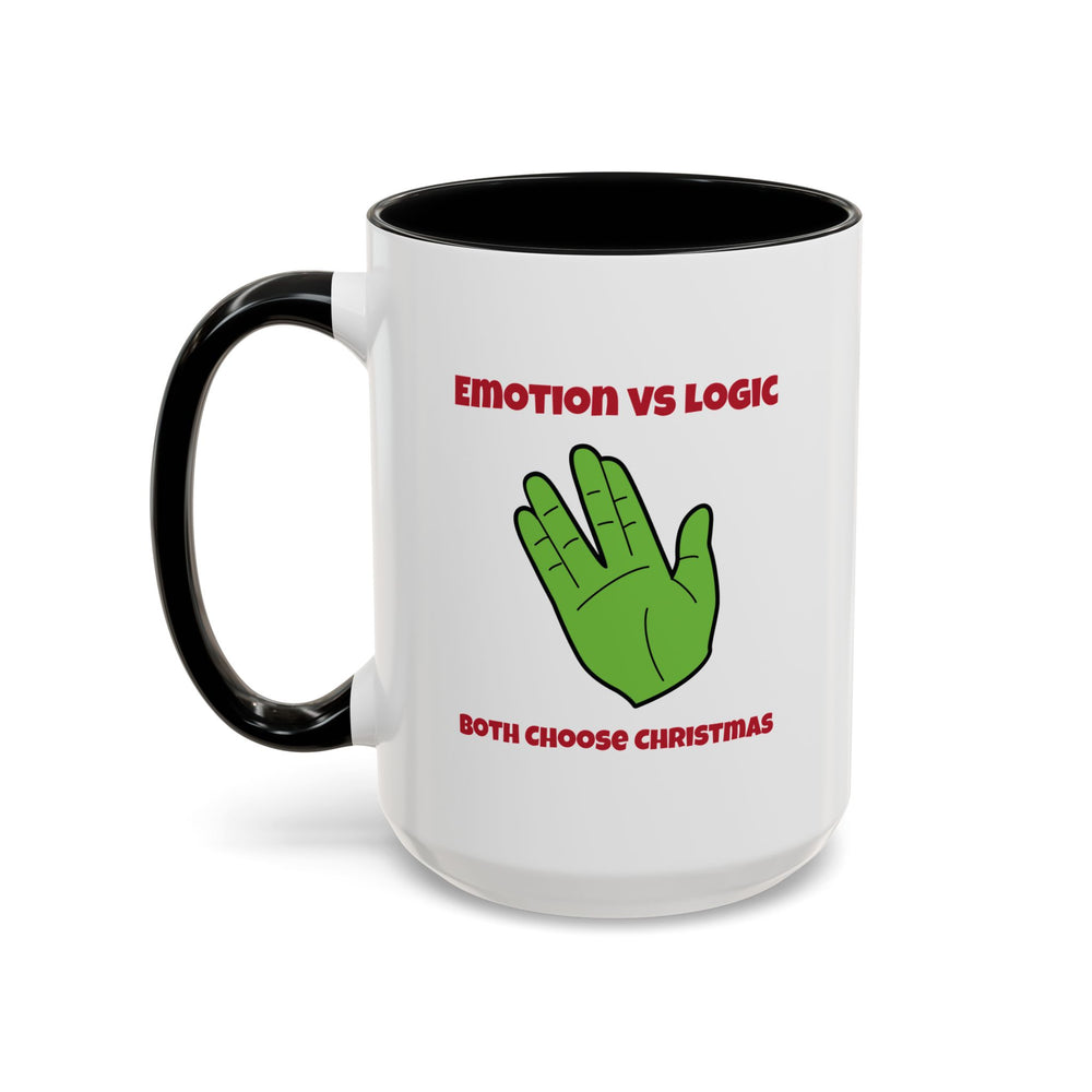 Emotion vs Logic Funny Spock Christmas Accent Mug-welovescifi.net