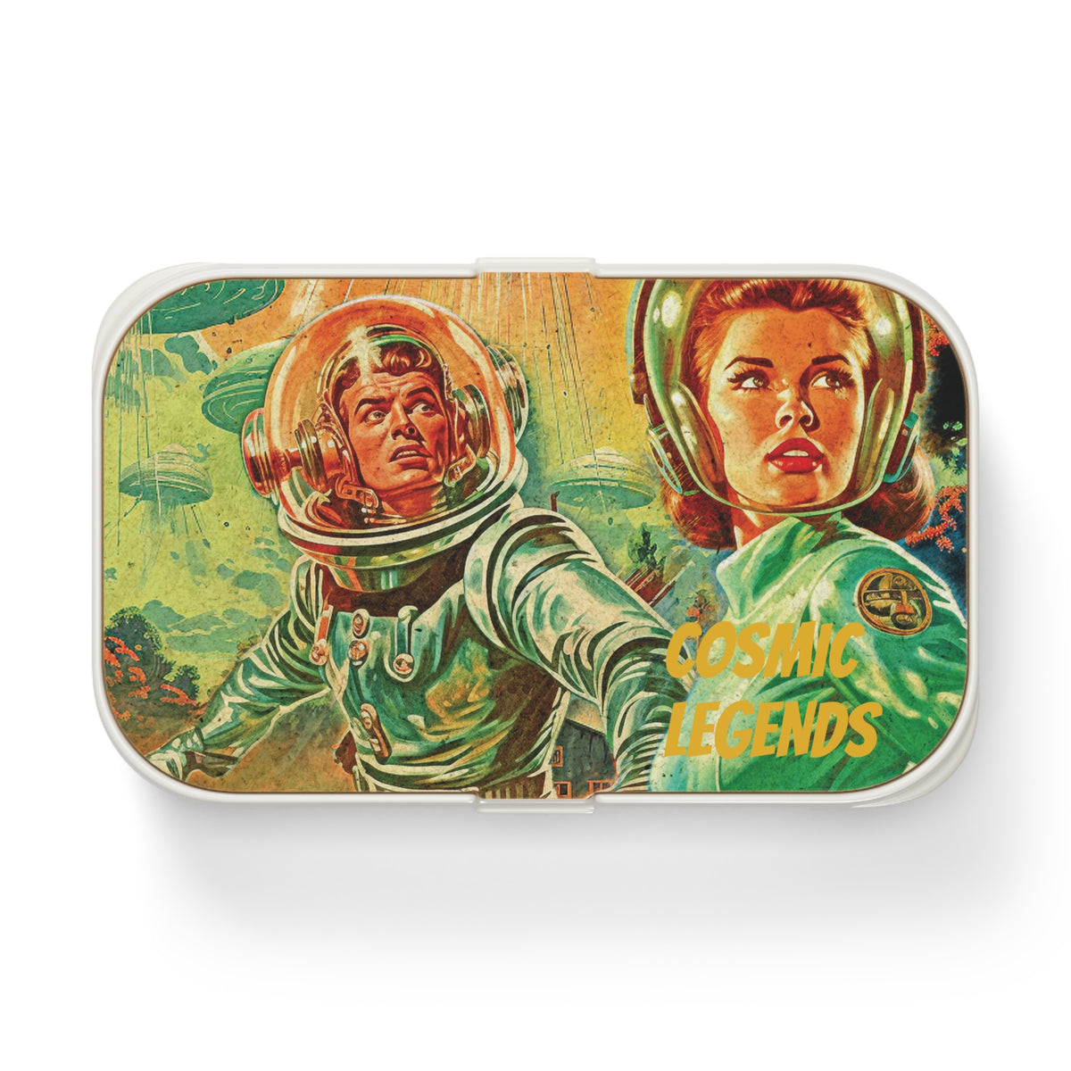 Cosmic Legends Retro UFO Comic Bento Lunch Box-welovescifi