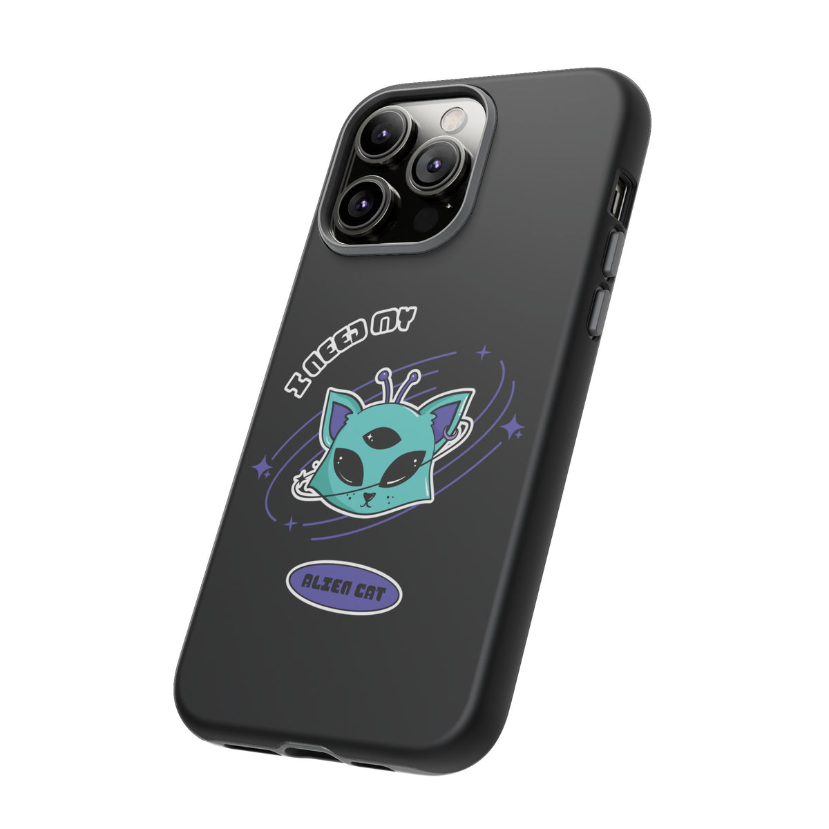 Alien Cat iPhone Case | Funny UFO Sci-Fi Tough Mobile Cover