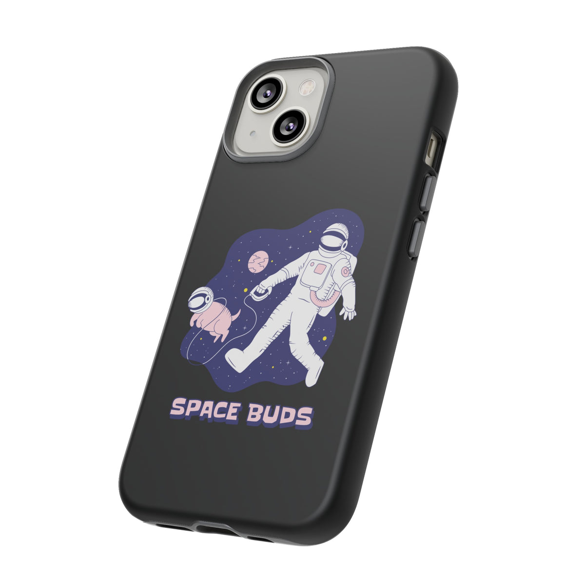 Space Buds iPhone Cases Fun Sci-Fi Astronaut & Dog Covers