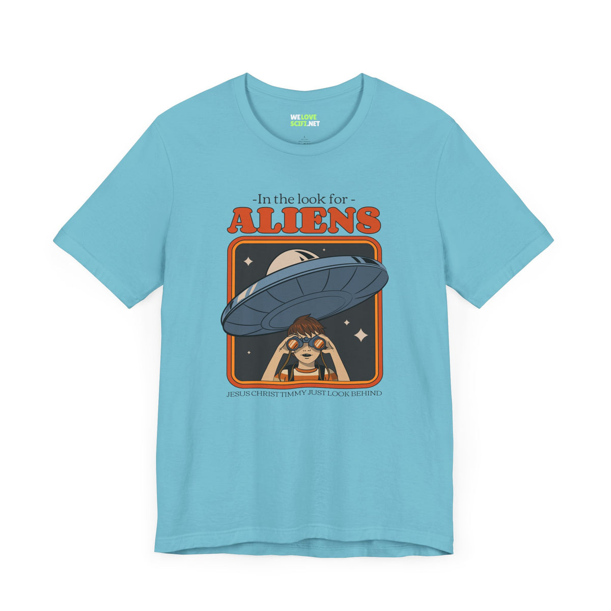 ufo sci-fi t-shirt-Just Look Behind UFO Sci-Fi T-Shirt