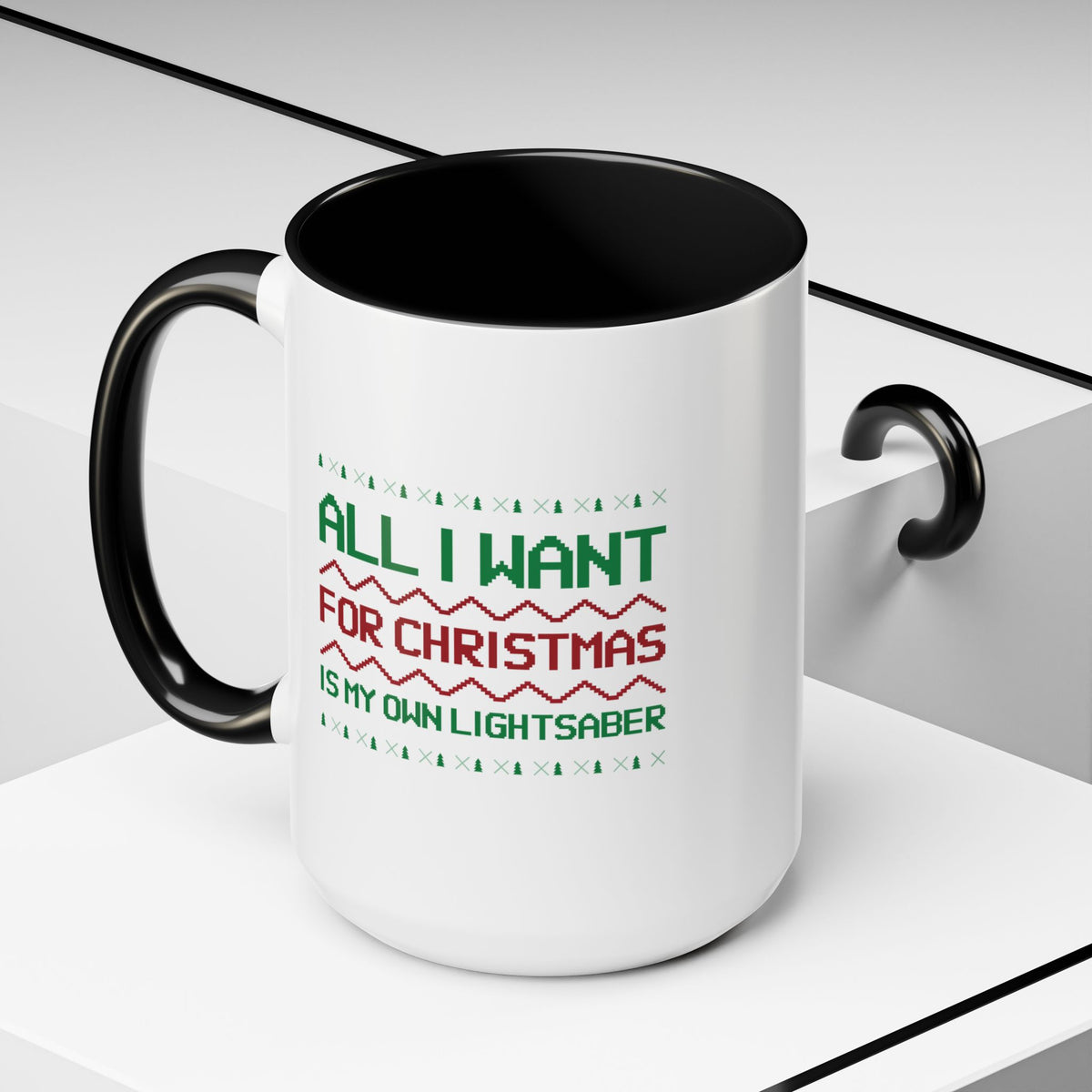 All I Want For Christmas Is My Own Lightsaber Accent Mug-welovescifi.net