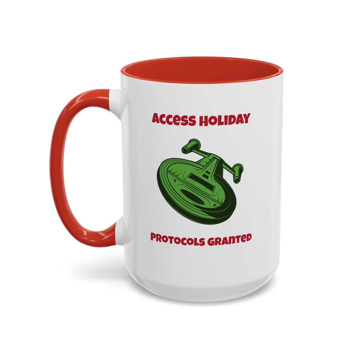 Access Holiday Protocols Funny SciFi Christmas Accent Mug-welovescifi.net