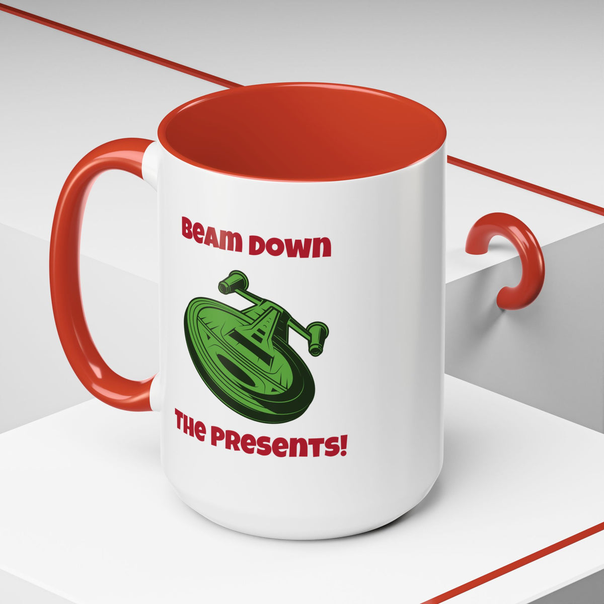 Beam Down The Presents Funny SciFi Christmas Accent Mug-welovescifi.net