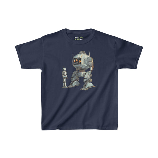 Robot Space Art Tee Let's Be Friends Heavy Cotton Kids Shirt