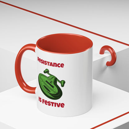 Resistance Is Festive Funny SciFi Christmas Accent Mug-welovescifi.net